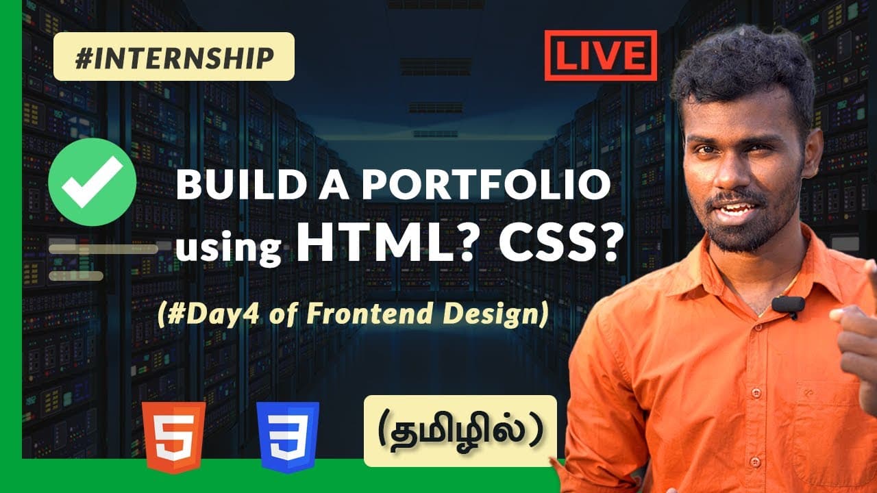 🔴 Day 2: Build a Portfolio using HTML, CSS - CyberDude Live Internship | Web Design in Tamil